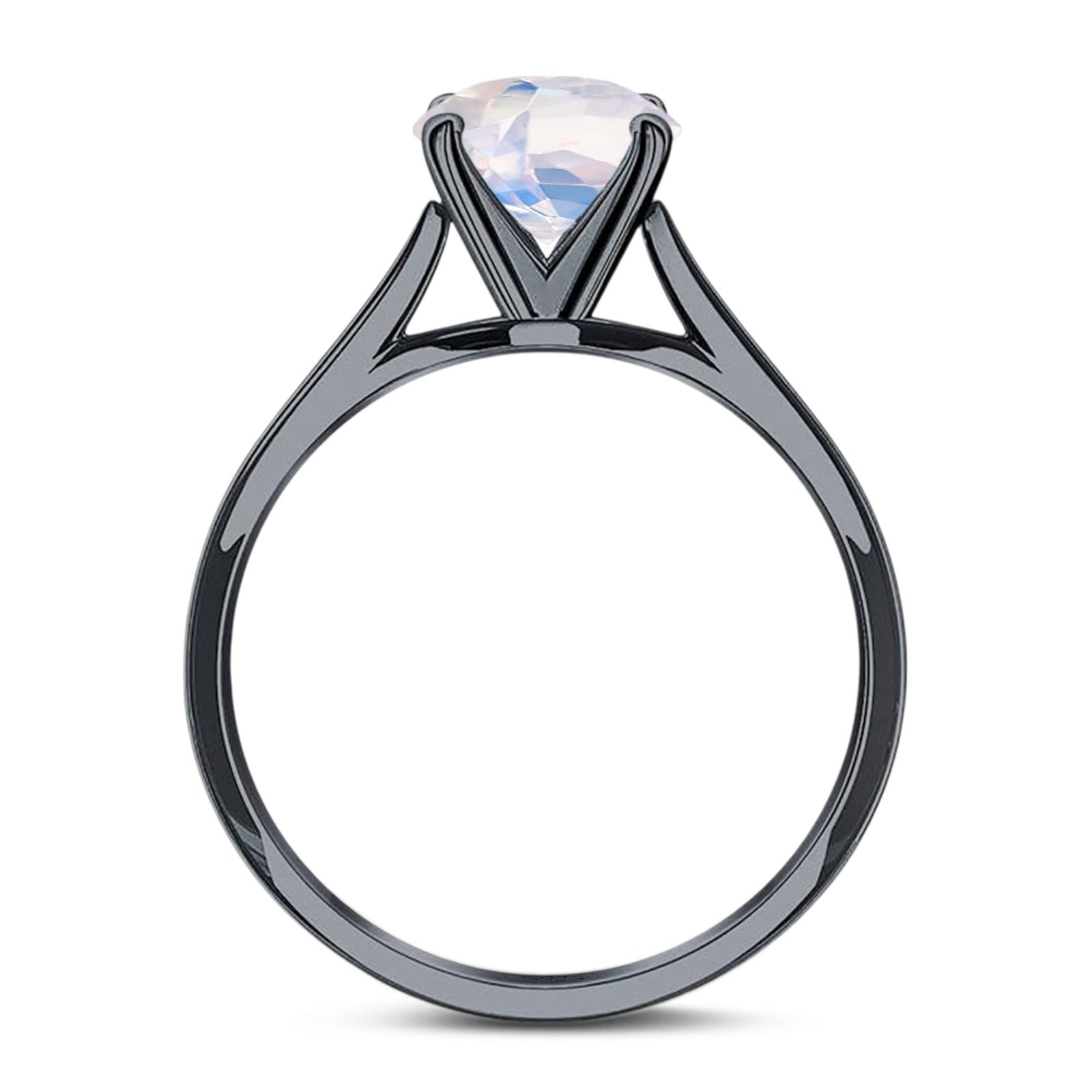 Art Deco Oval Natural Stone Solitaire Ring