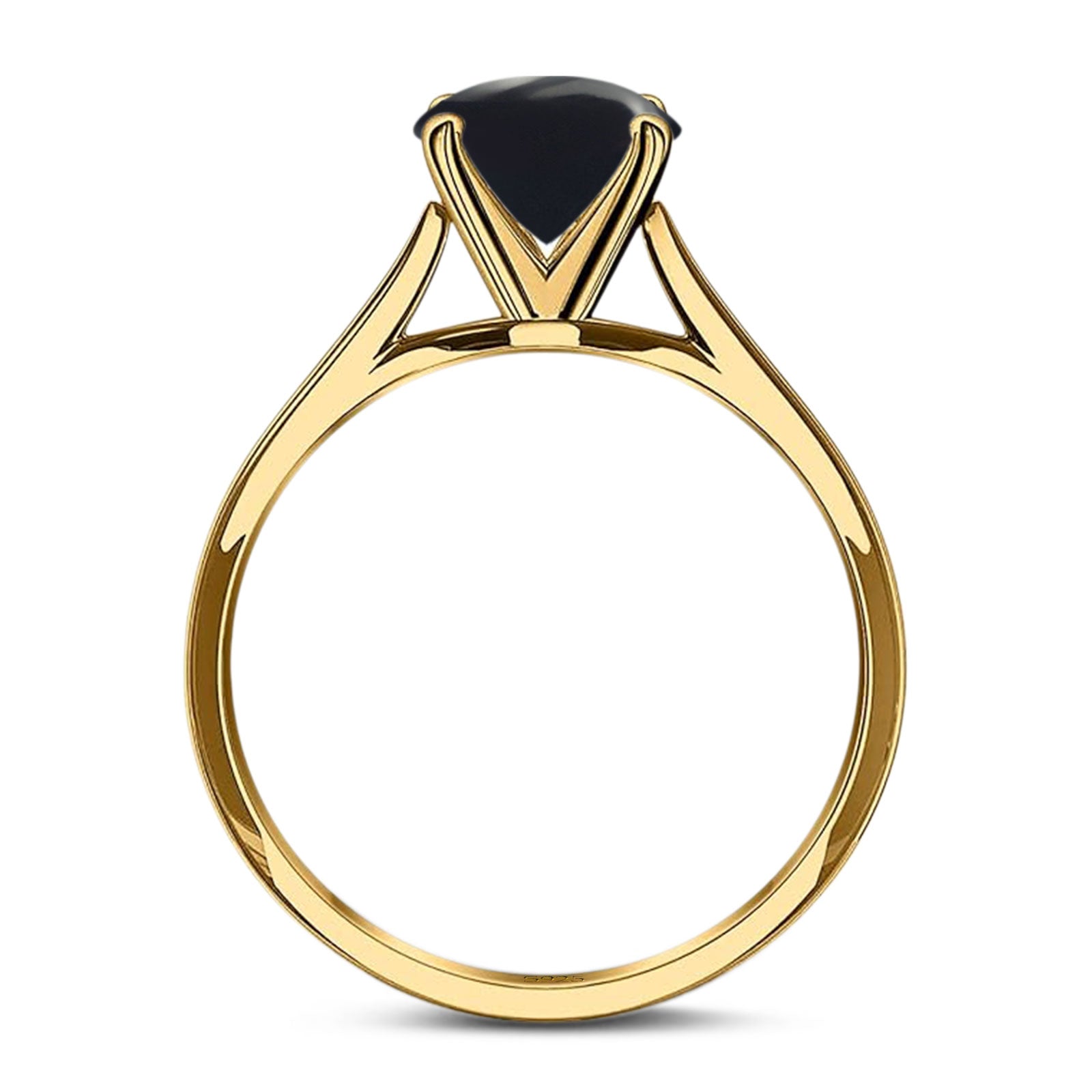 Art Deco Oval Natural Stone Solitaire Ring