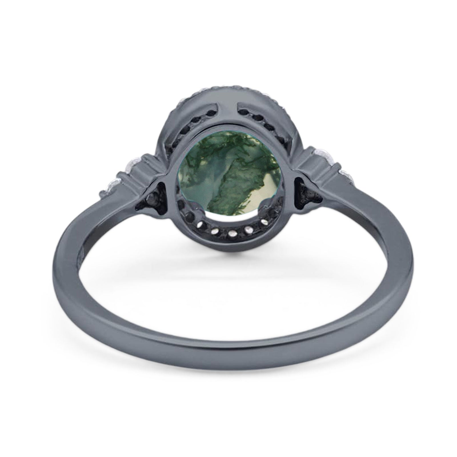 Art Deco Oval Natural Stone Wedding Ring