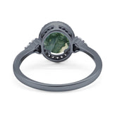 Art Deco Oval Natural Stone Wedding Ring