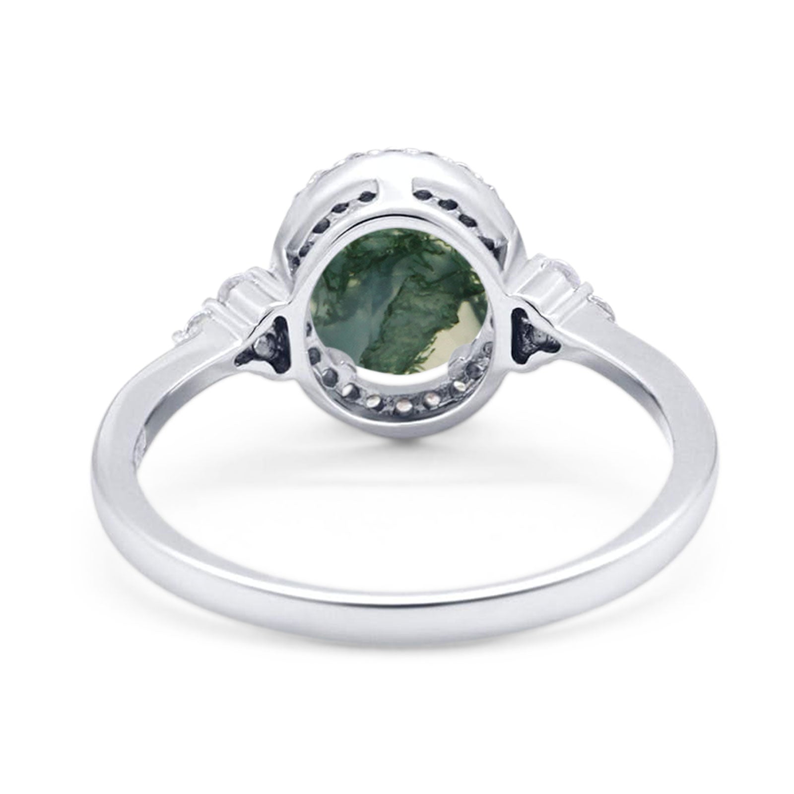 Art Deco Oval Natural Stone Wedding Ring