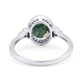 Art Deco Oval Natural Stone Wedding Ring