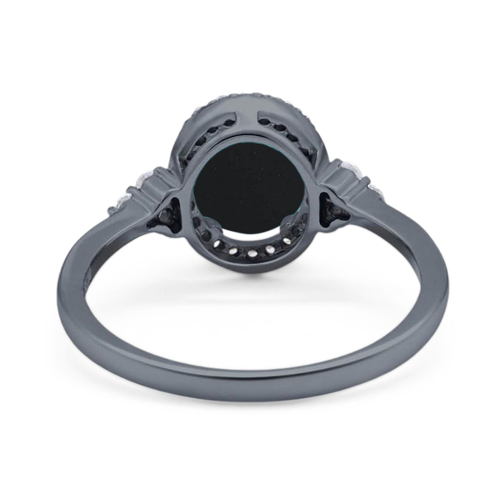 Art Deco Oval Natural Stone Wedding Ring