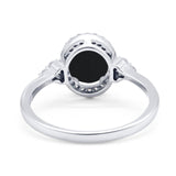 Art Deco Oval Natural Stone Wedding Ring