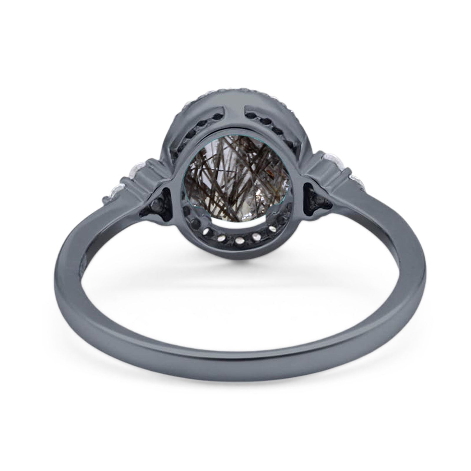 Art Deco Oval Natural Stone Wedding Ring