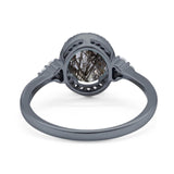 Art Deco Oval Natural Stone Wedding Ring