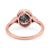 Art Deco Oval Natural Stone Wedding Ring