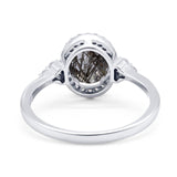 Art Deco Oval Natural Stone Wedding Ring