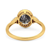 Art Deco Oval Natural Stone Wedding Ring