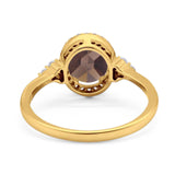 Art Deco Oval Natural Stone Wedding Ring