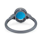 Art Deco Oval Natural Stone Wedding Ring