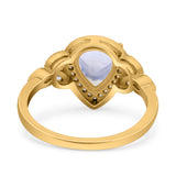 Pear Teardrop Natural Stone Wedding Ring