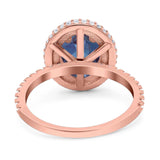 Oval Natural Stone Halo Wedding Ring