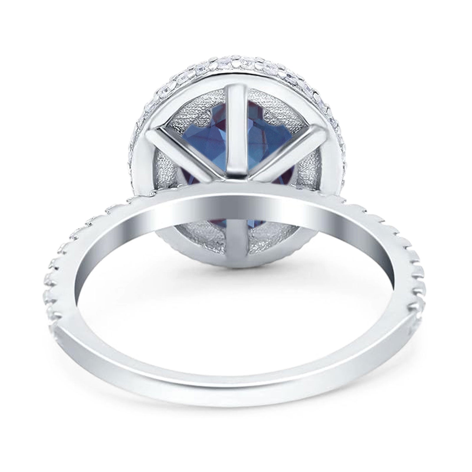Oval Natural Stone Halo Wedding Ring