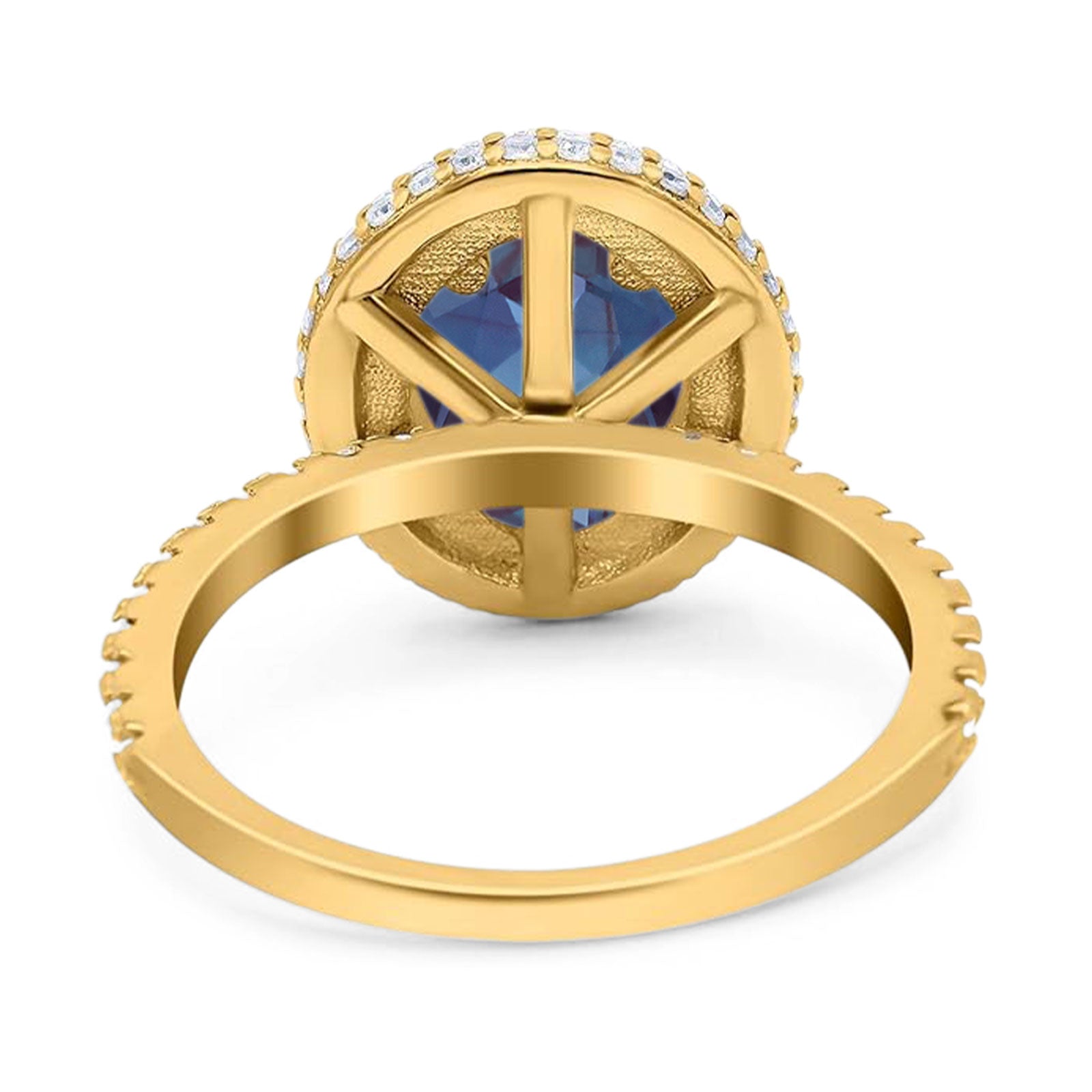 Oval Natural Stone Halo Wedding Ring