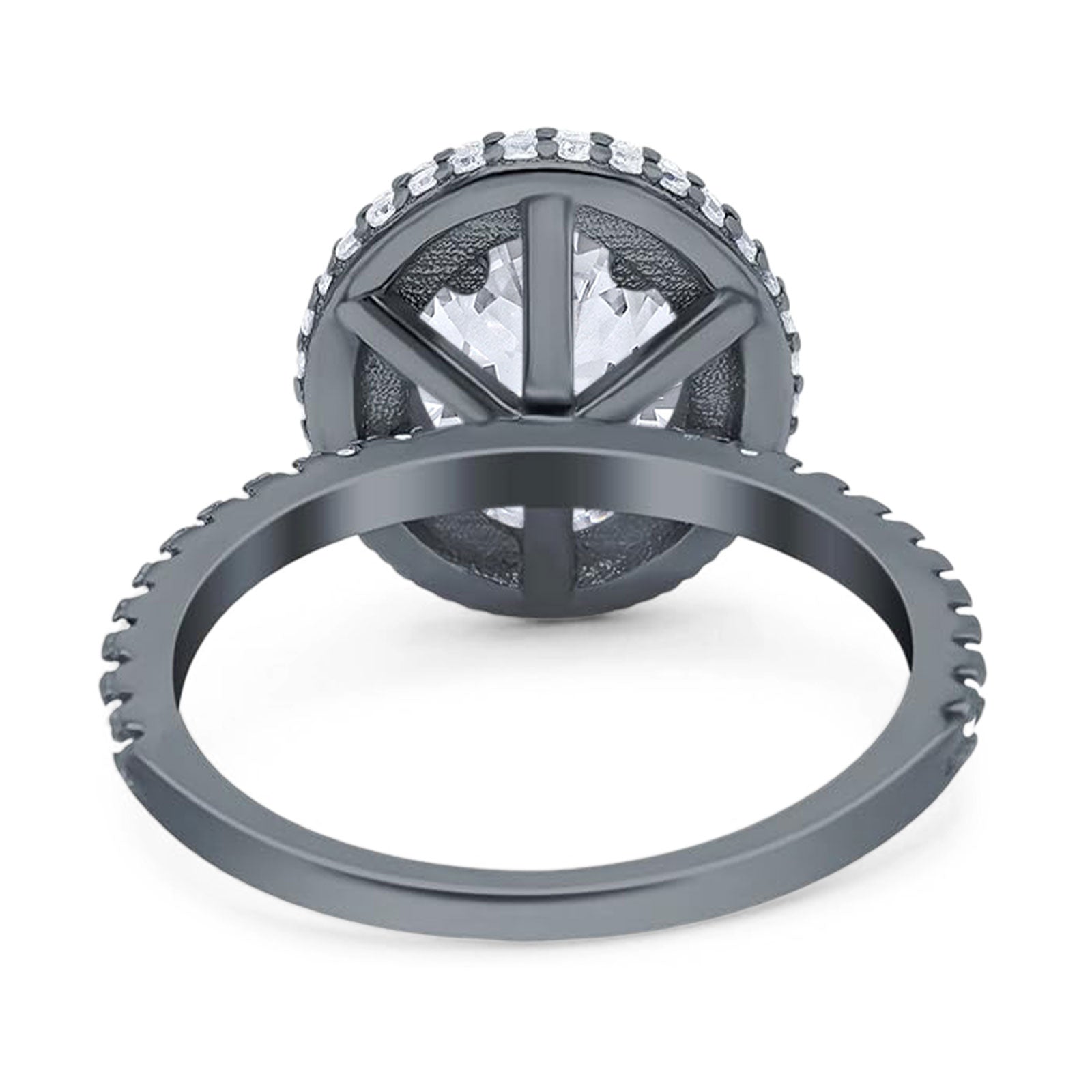 Oval Natural Stone Halo Wedding Ring
