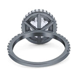 Oval Natural Stone Halo Wedding Ring