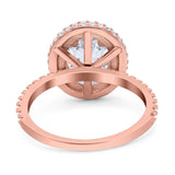 Oval Natural Stone Halo Wedding Ring
