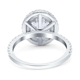 Oval Natural Stone Halo Wedding Ring