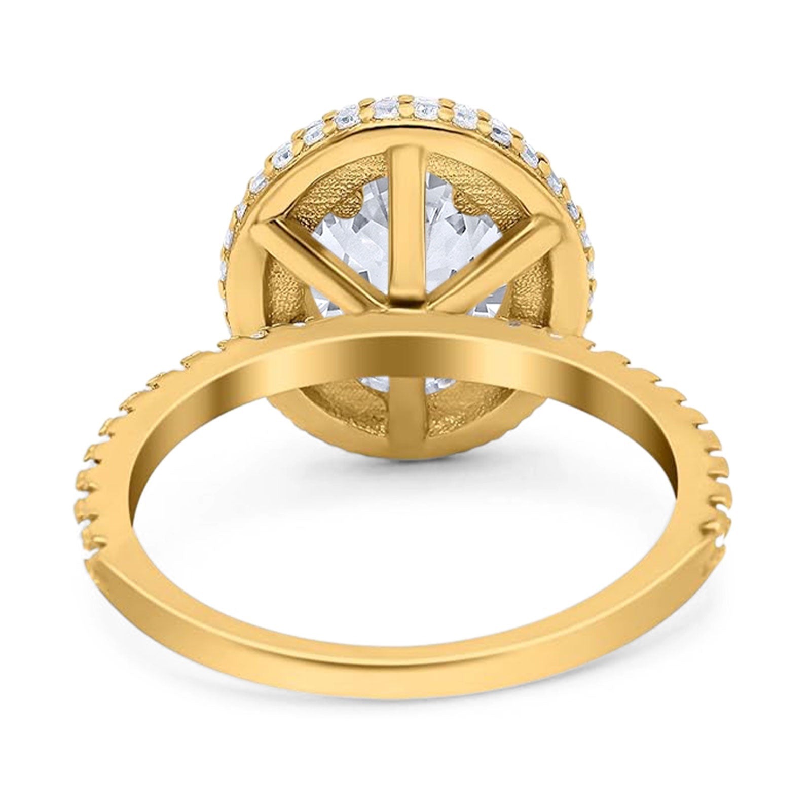 Oval Natural Stone Halo Wedding Ring