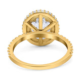 Oval Natural Stone Halo Wedding Ring