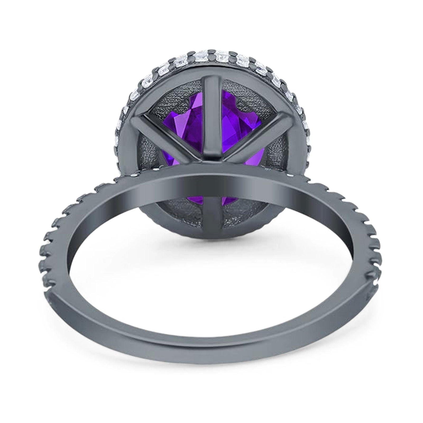 Oval Natural Stone Halo Wedding Ring