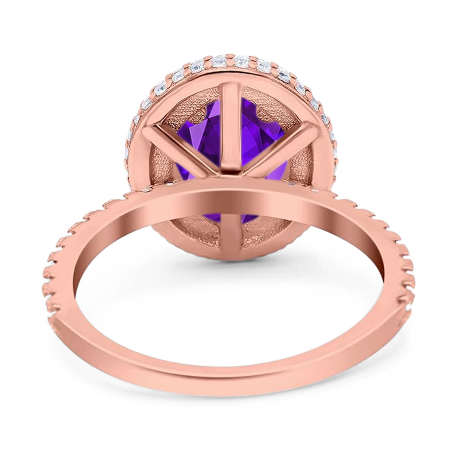 Oval Natural Stone Halo Wedding Ring