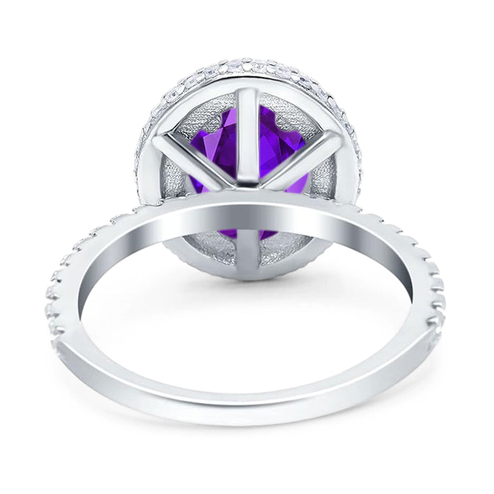 Oval Natural Stone Halo Wedding Ring