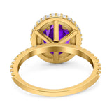 Oval Natural Stone Halo Wedding Ring