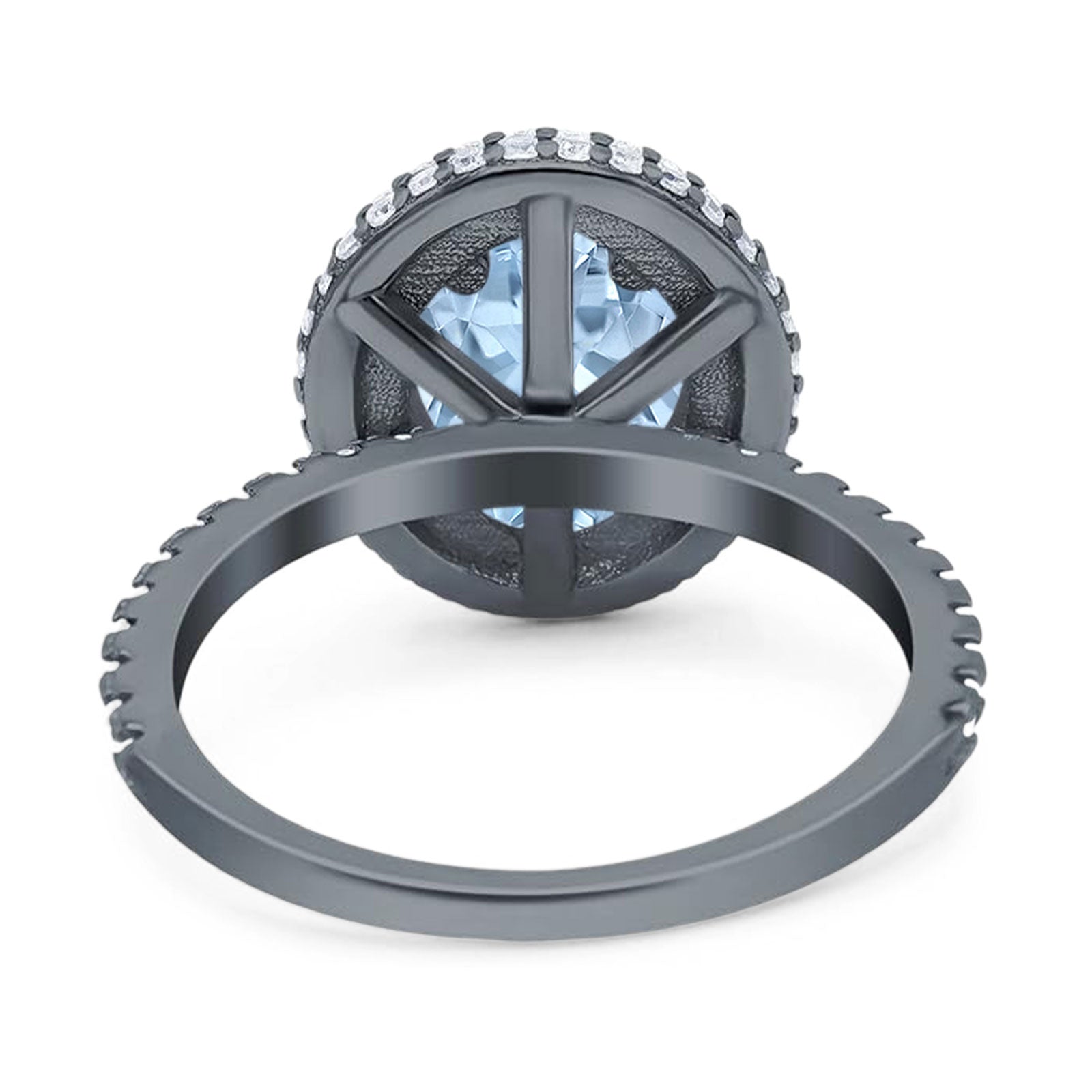 Oval Natural Stone Halo Wedding Ring