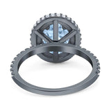 Oval Natural Stone Halo Wedding Ring