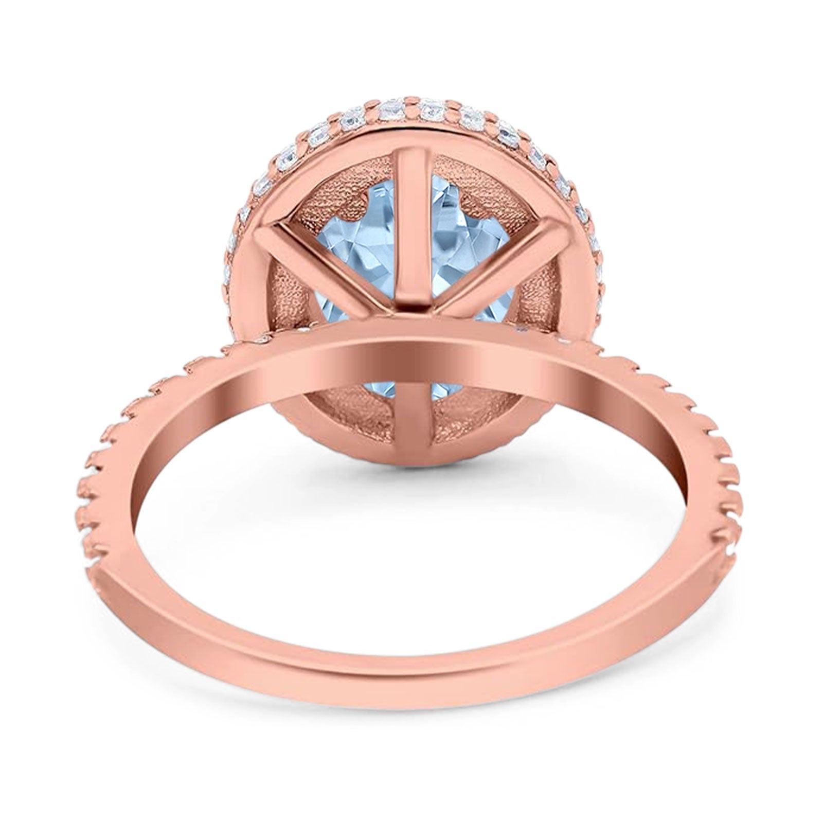 Oval Natural Stone Halo Wedding Ring
