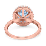 Oval Natural Stone Halo Wedding Ring