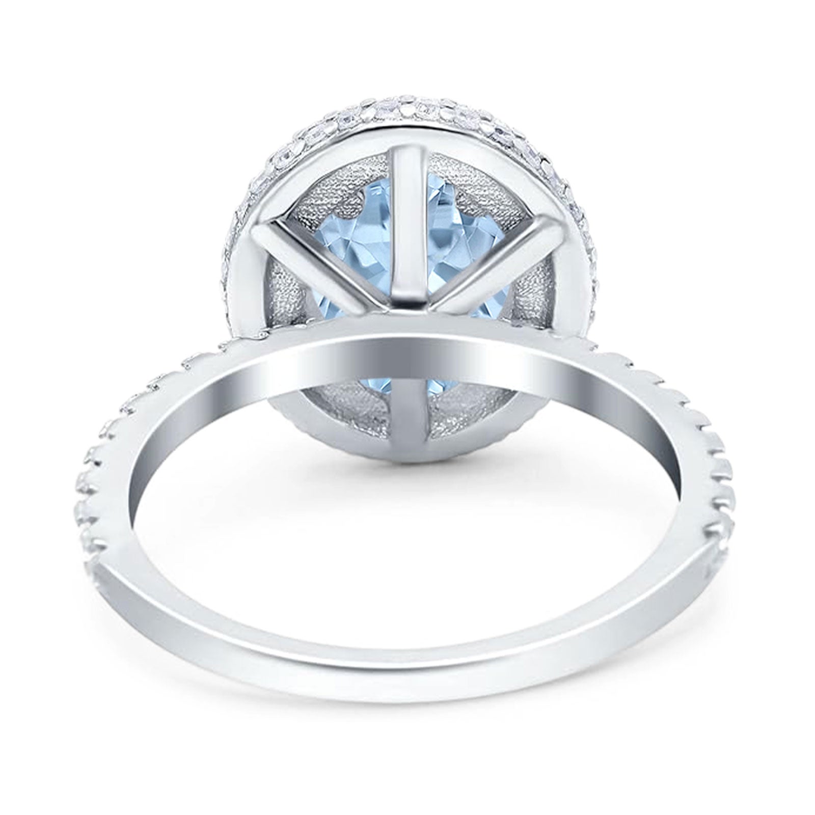 Oval Natural Stone Halo Wedding Ring