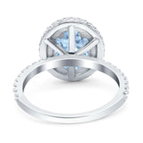 Oval Natural Stone Halo Wedding Ring