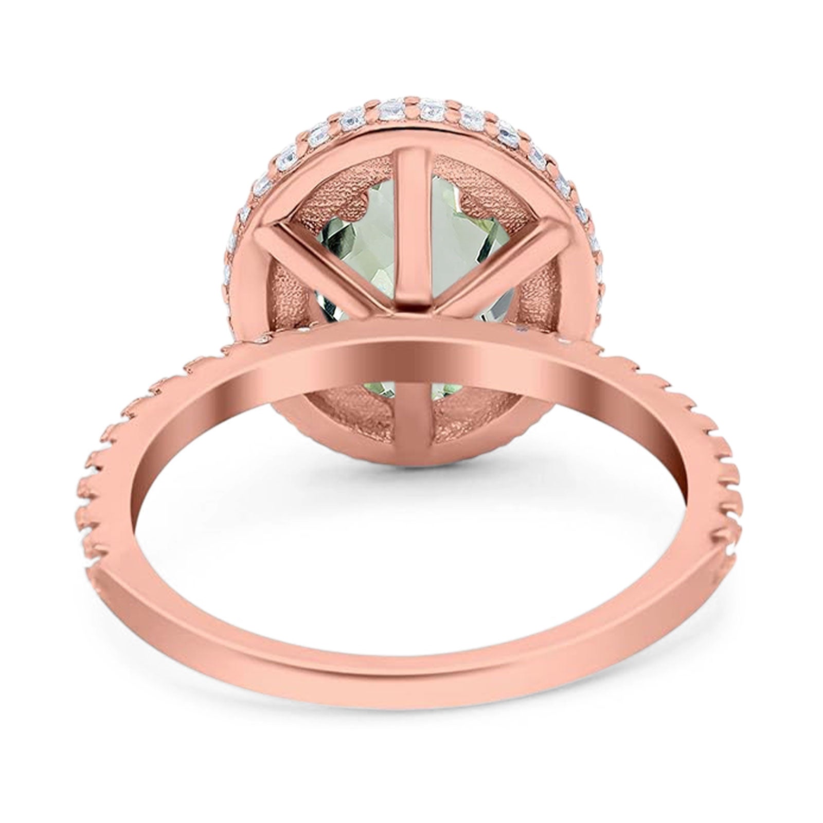 Oval Natural Stone Halo Wedding Ring