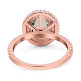 Oval Natural Stone Halo Wedding Ring