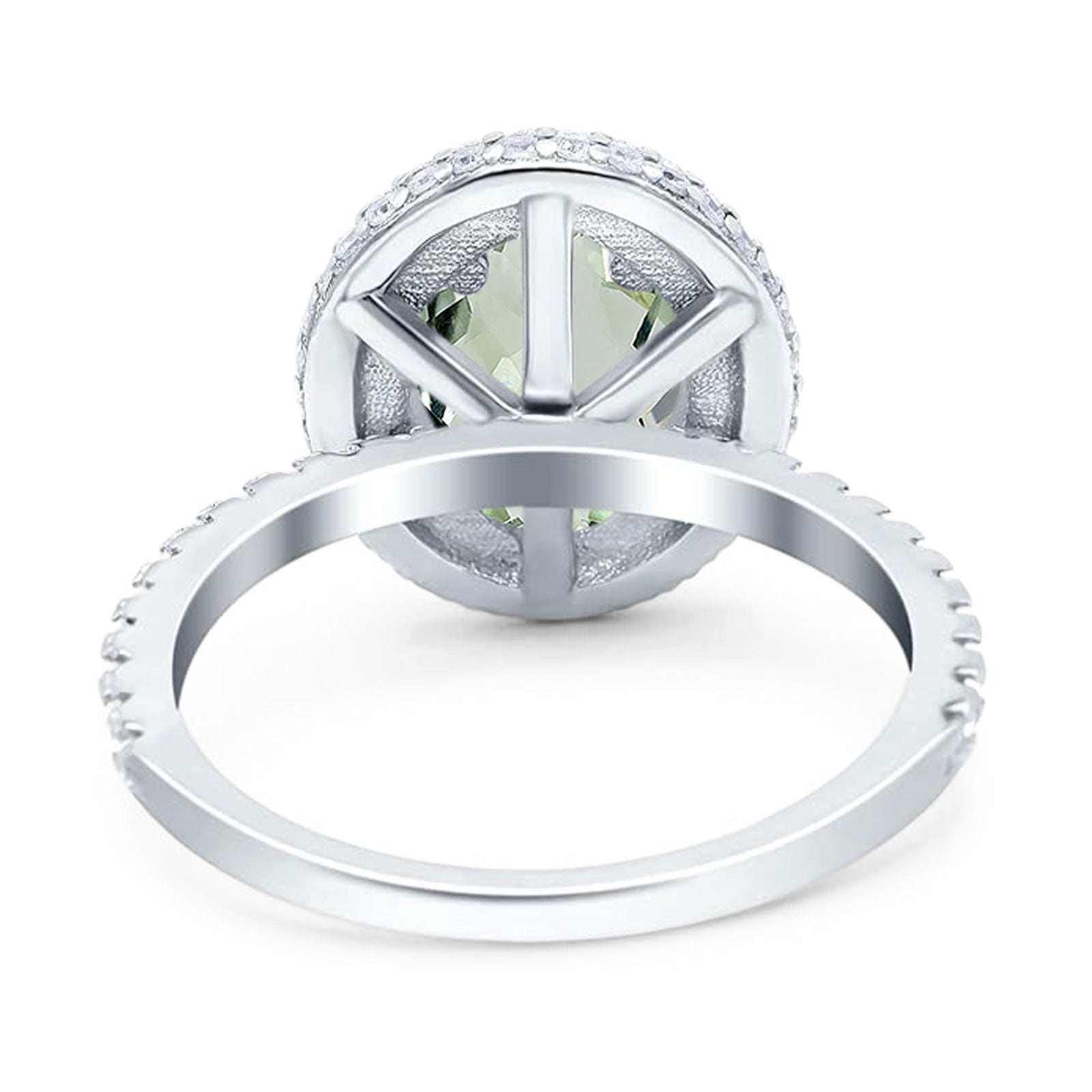 Oval Natural Stone Halo Wedding Ring