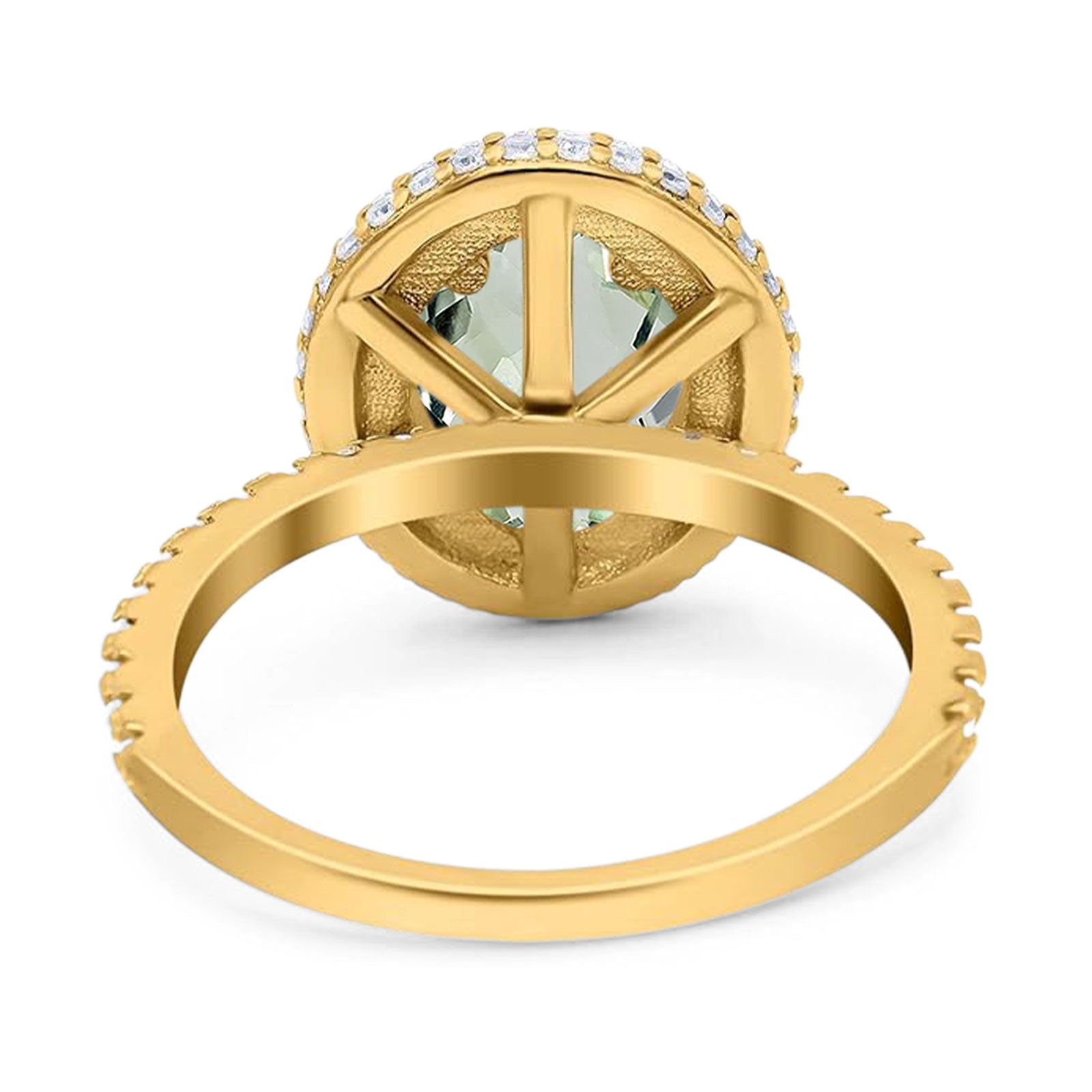 Oval Natural Stone Halo Wedding Ring
