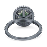 Oval Natural Stone Halo Wedding Ring