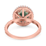 Oval Natural Stone Halo Wedding Ring