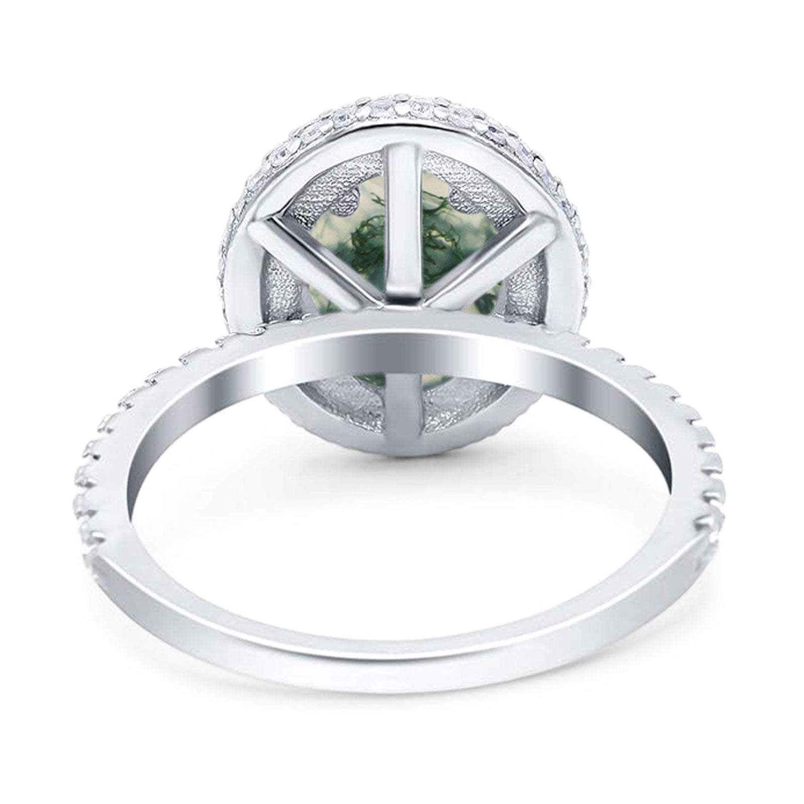 Oval Natural Stone Halo Wedding Ring