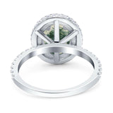 Oval Natural Stone Halo Wedding Ring