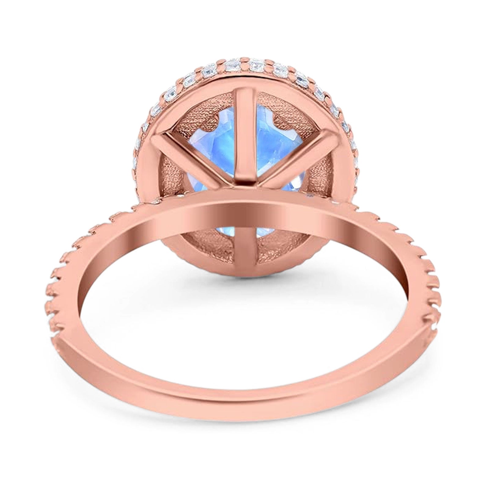 Oval Natural Stone Halo Wedding Ring