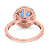 Oval Natural Stone Halo Wedding Ring