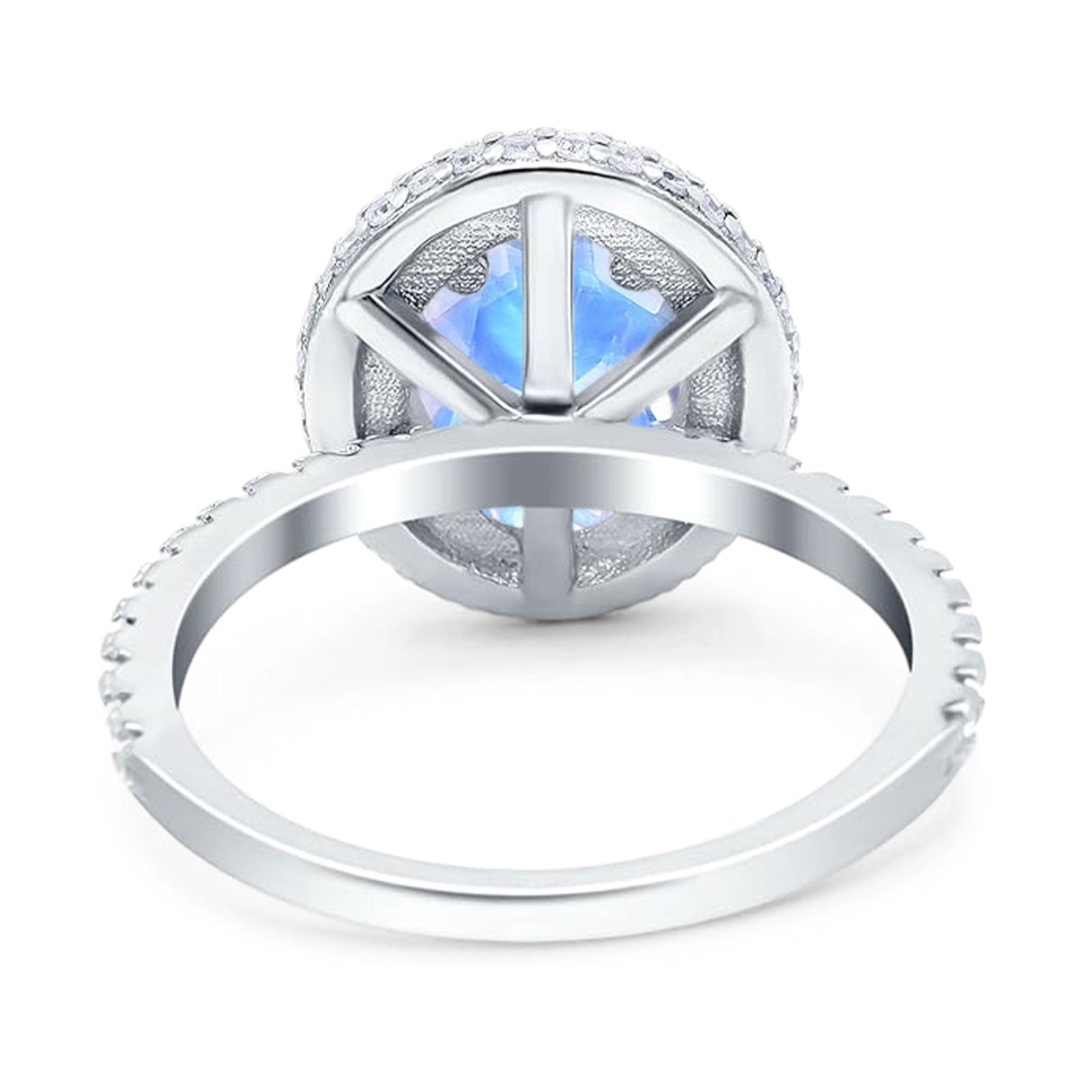 Oval Natural Stone Halo Wedding Ring