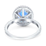Oval Natural Stone Halo Wedding Ring