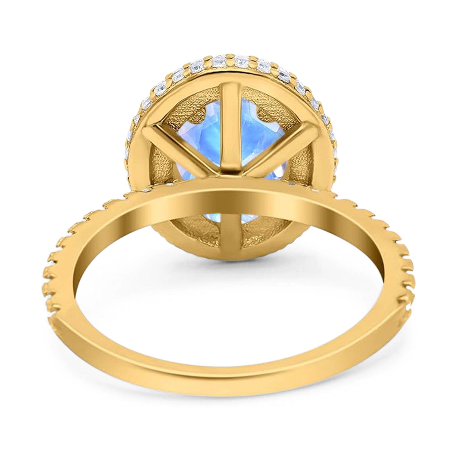 Oval Natural Stone Halo Wedding Ring