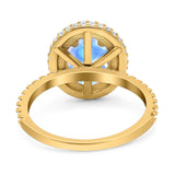 Oval Natural Stone Halo Wedding Ring