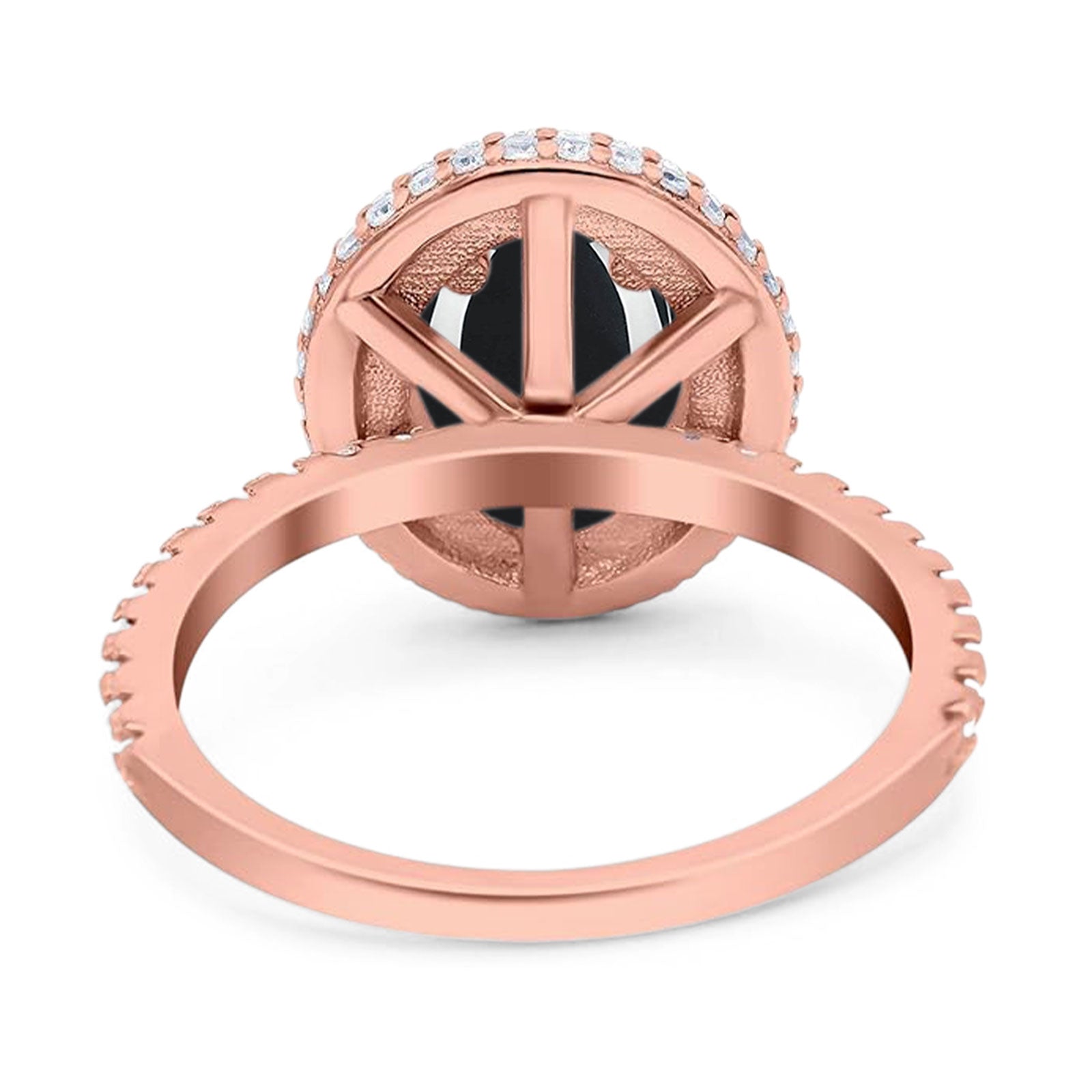 Oval Natural Stone Halo Wedding Ring